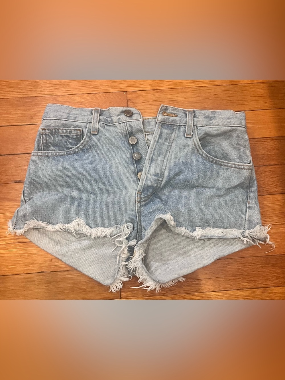 Urban Outfitters Light Blue Distressed High-Waist Denim Shorts